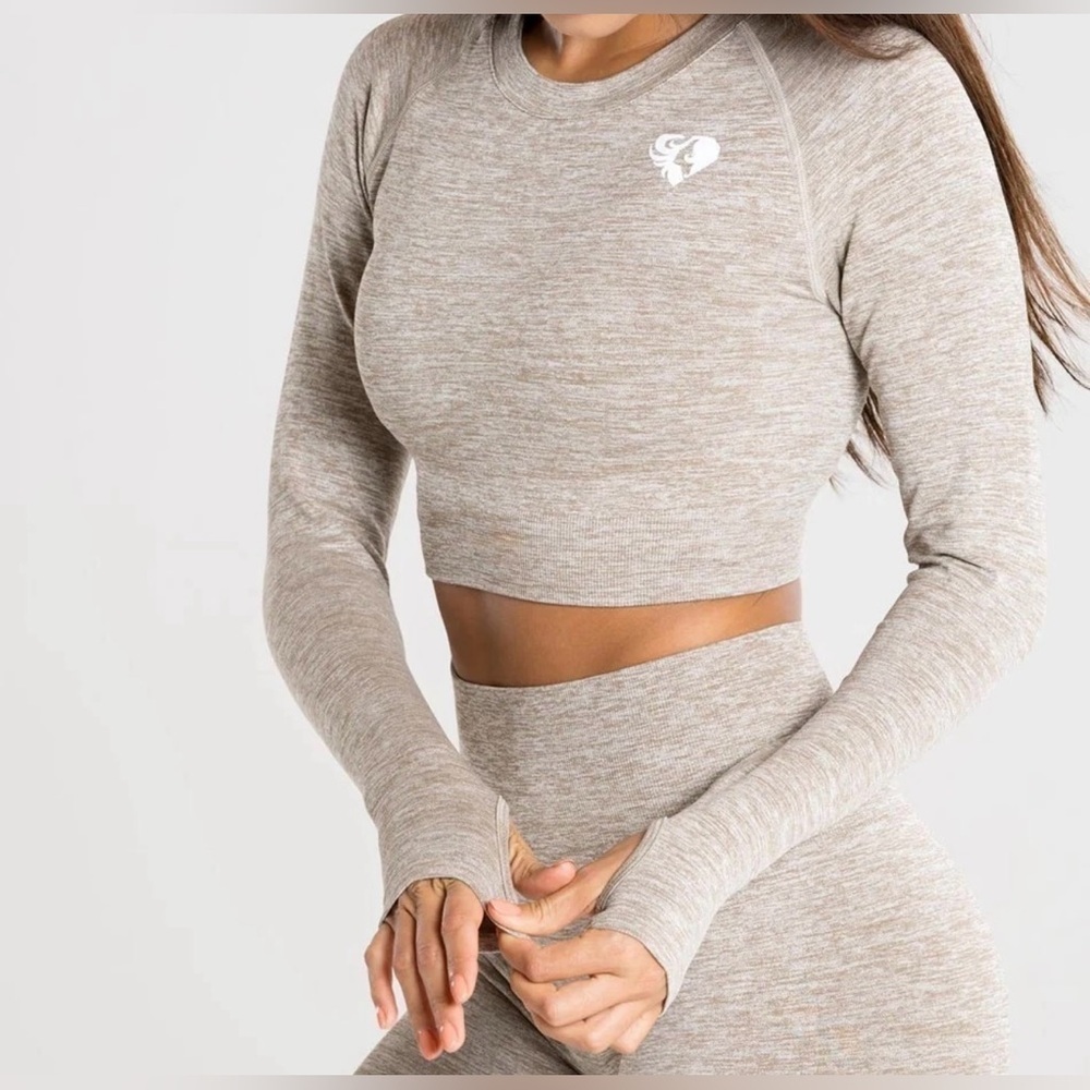 Women's Best Move Seamless Long Sleeve
Crop Top Brown Grey Marl Sz Small
